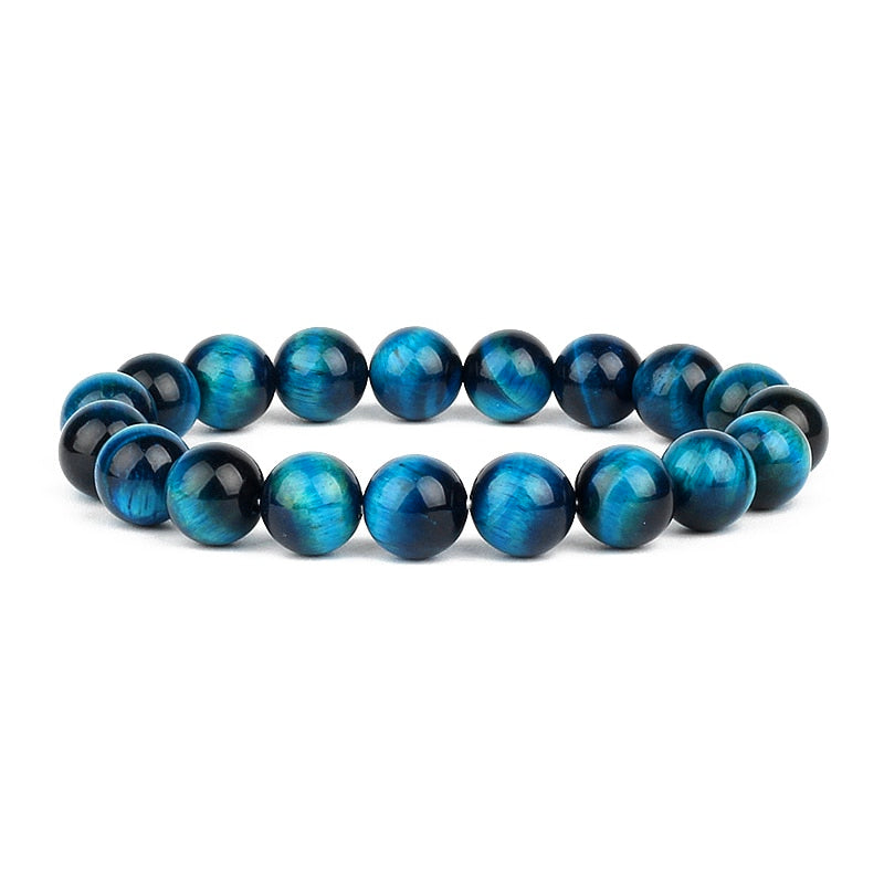 Bracelet Perles œil De Tigre Bleu (œil De Faucon) – Fait Main – Taille Sur Mesure