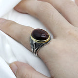 bague oeil de tigre rouge