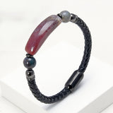 bracelet cuir tresse noir pour femme