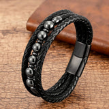 bracelet homme perles noires​