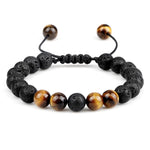 bracelet oeil de tigre et pierre de lave homme