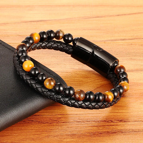 bracelet oeil de tigre cuir