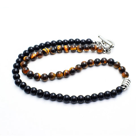 collier perle oeil de tigre homme