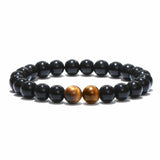 bracelet obsidienne et oeil de tigre