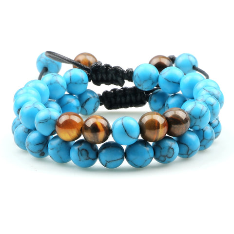 bracelet oeil de tigre et turquoise