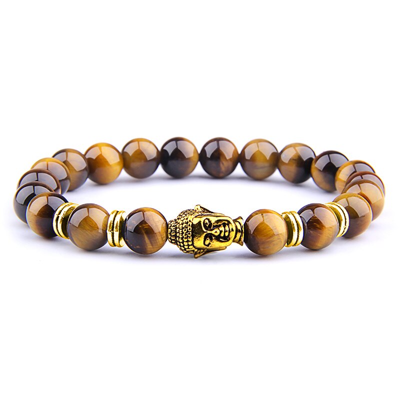 Bracelet Homme Œil De Tigre - Pierres Naturelles Du Brésil - Vintage 70s - Longueur 21cm
