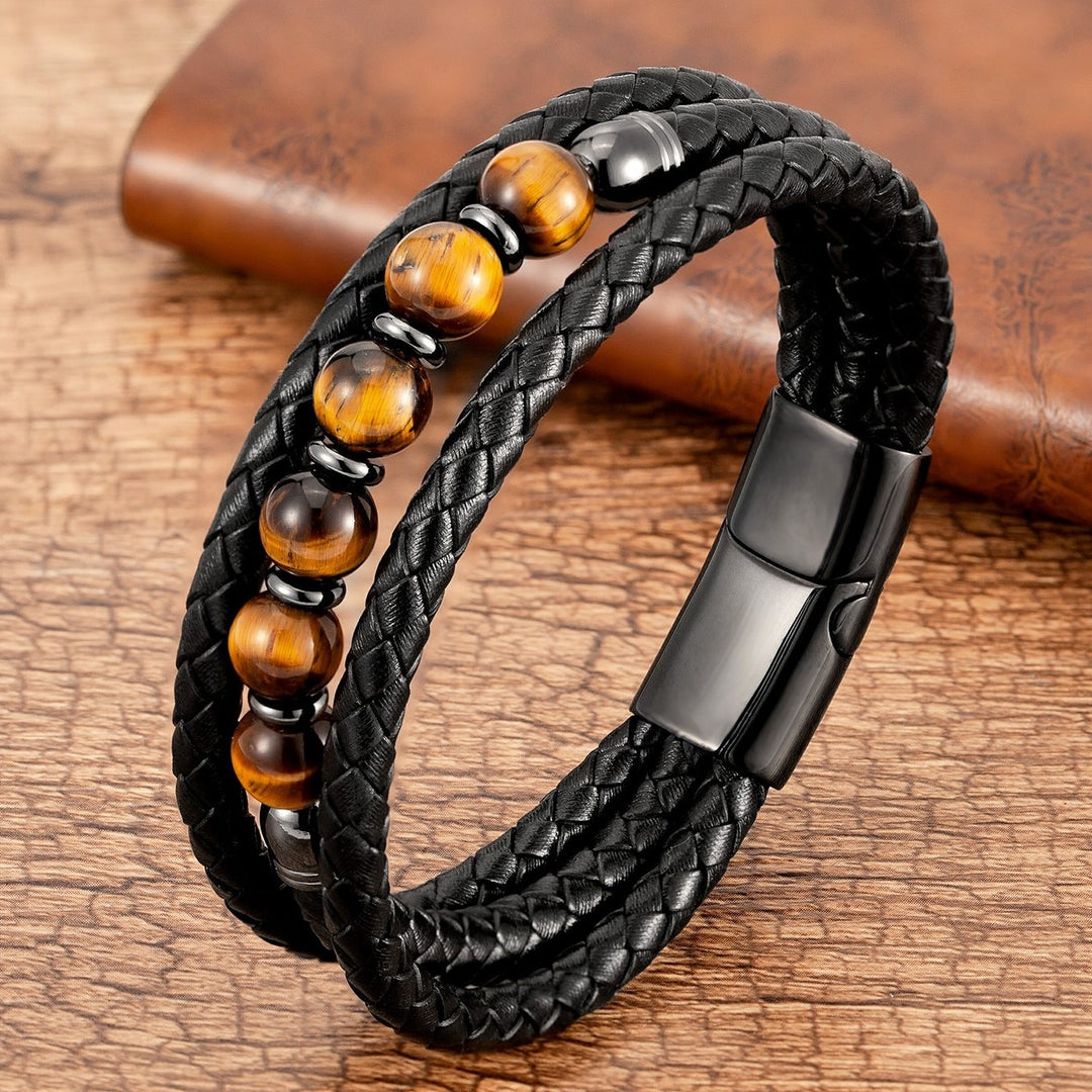 Bracelet Femme/homme – Pierre Oeil De Tigre Et Nacre – Plage Et Coquillage