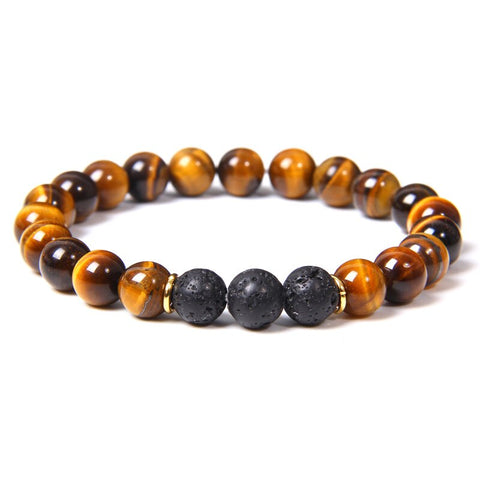 Bracelet Pierre de Lave et Oeil de Tigre